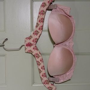 Women's Wonderbra strapless nude light pink lace 36B